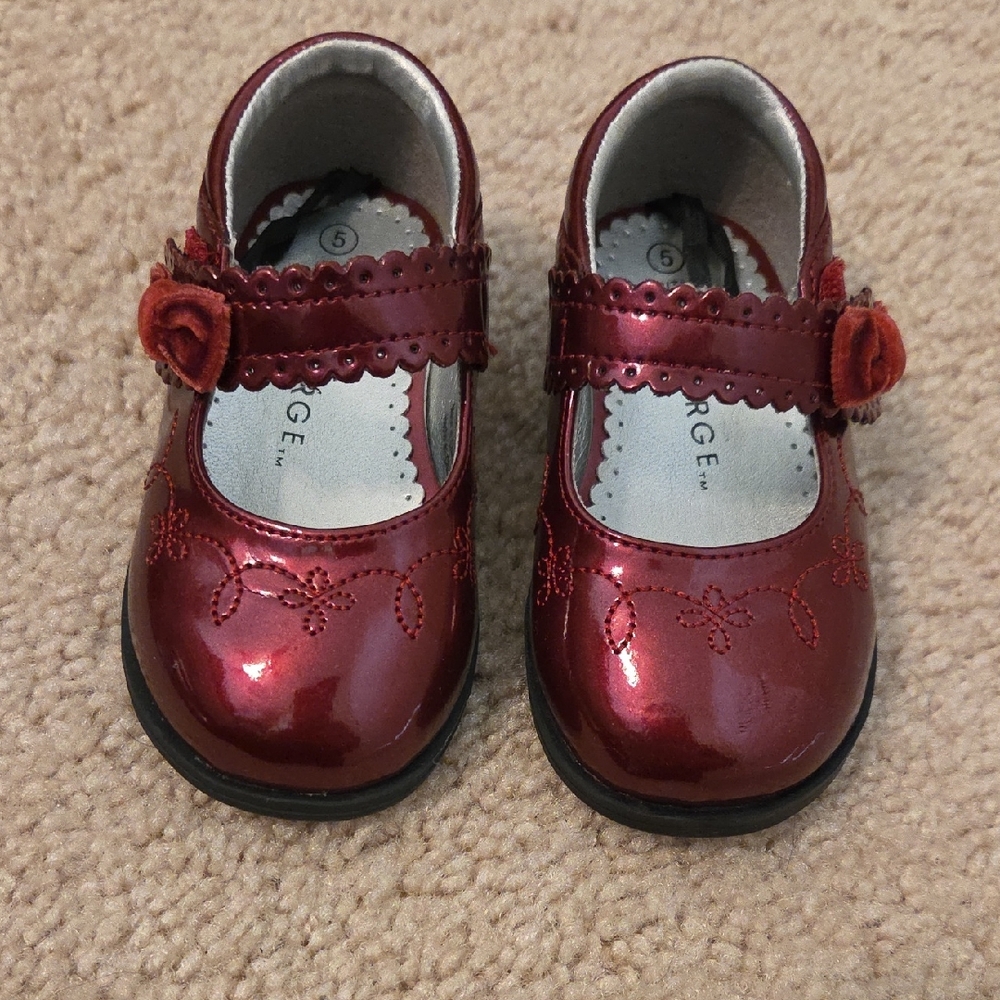 George Shiny Red Kids Dress Shoes